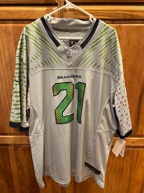 NFL Seattle Seahawks #21 White and Green Men’s Jersey